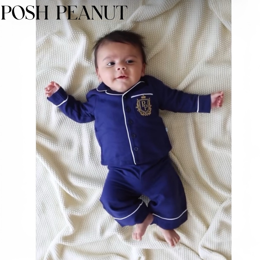 Posh Peanut Navy Flannelette Pajama Set